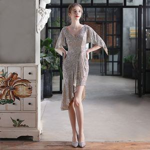 Gaun <span class=keywords><strong>Prom</strong></span> Putri Duyung Lengan Pendek Gaya Baru 18669 #2021 dengan Tali dan Tali Elegan Wanita - Product Image 1