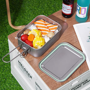 Outdoor Pure Titanium Sealed <b>Lunch</b> <b>Box</b> Rectangle Silver Gray With Lid For Camping Picnic Student Use - Product Image 2
