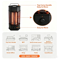 Chauffage d'appoint portable le plus vendu 220-240V 1500W à infrarouge lointain pour usage intérieur, patio, magasin, maison, personnalisation complète prise en charge