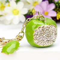 Mini porte-clés en strass, pendentif fruit en cristal (citron, pastèque, pomme, ananas, orange), breloque scintillante pour clés de voiture et sacs pour femmes