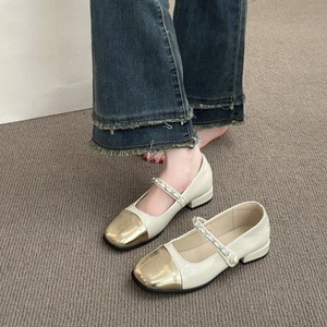 2026 Spring New Pearl Single Shoes Retro Small Fragrant Mary Jane Shoes Thick Heel Middle Heel Small Leather Shoes - Product Image 2
