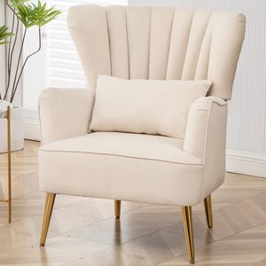 Living Room <strong>Wingback</strong> <strong>Arm</strong> <strong>Chair</strong> Modern Bedroom Sofa Velvet Upholstered Comfy Single Side Armchair Accent <strong>Chair</strong> With Pillow - Product Image 1