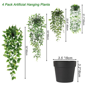 Guirlande de <span class=keywords><strong>plantes</strong></span> artificielles suspendues en plastique vert avec pot - Product Image 2