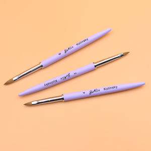 Pinceau à ongles 3D 100% pur Kolinsky/Nylon, logo personnalisé, manche en métal violet, stylo de peinture 3D pour ongles, dessin, sculpture de fleurs - Product Image 5