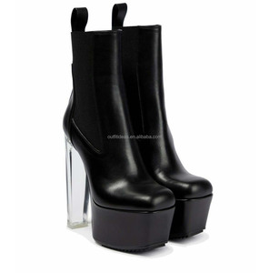 Botas de Tacón Alto Transparentes Unisex para Hombre, Lido Minimal Grill Beatle, 130 mm, Botas Chelsea de Cuero Genuino, Botas de Plataforma de Cuero - Product Image 2