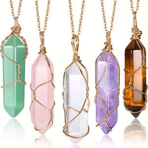 Collar de Cristal de Piedra Preciosa Natural en Oferta, Cadena Chapada en Oro, Piedra Irregular en Forma de Bala, Amuleto de Cristal Curativo, Tendencia de Moda, Pulido - Product Image 5