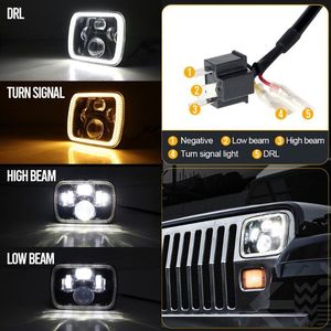 5x7 ''7x6" hình chữ nhật màu đen chiếu Led Đèn Pha cao thấp kín chùm chasaing Halo 7 inch vuông đèn pha cho Jeep YJ XJ - Product Image 6