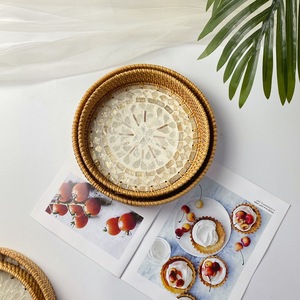 Cestino in Rattan decorazioni per hotel intrecciato rattan shell pane portaoggetti vassoio portatile conchiglia marrone <span class=keywords><strong>verde</strong></span> cestino rotondo in rattan - Product Image 6