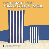 Nouvelle serviette de plage sportive en microfibre éponge douce et de haute qualité, à rayures bleues et blanches, séchage rapide, grande taille, pour toutes les saisons, vente en gros personnalisée