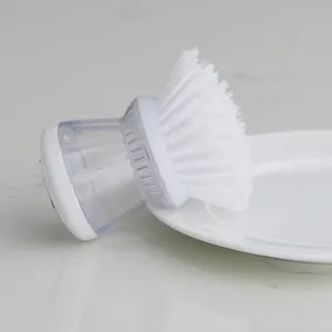 Mini cepillo redondo para limpieza de cocina, dispensador de jabón líquido con botón de liberación