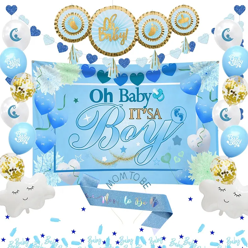 Nicro Oh Baby Es ist ein Junge Mutter Schärpe Wand Hintergrund Hintergrund Dekoration Papier Fan Girlande Ballon Baby Shower Party Supplies