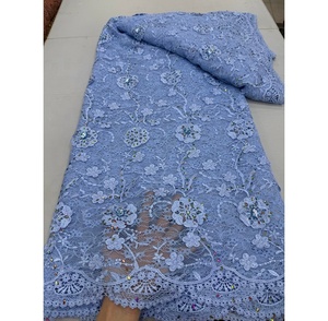 Nouvelle Arrivée Tissu Brodé en Dentelle Blanche 3D Écologique avec Paillettes et Fleurs en Maille pour Robes de Mariée et de Soirée pour Femmes - Product Image 5