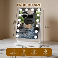 Miroir de maquillage à 14 ampoules LED 360° °   Miroir de maquillage rotatif pour table de toilette et chambre à coucher