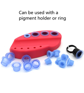 100pcs Tattoo Ink Cup <b>Holder</b> Silicone Pigment Stand Tray for PMU Microblading Permanent <b>Makeup</b> Workstation Tattoo Artist Use - Product Image 3