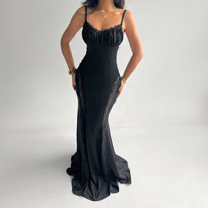 Vestido de Noche Elegante para Fiesta, Ajustado, con Tirantes Finos, de Encaje y Recortes, para Mujer, Venta al por Mayor - Product Image 4