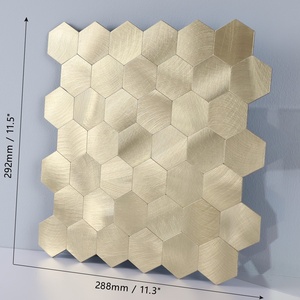 Mosaïque hexagonale autocollante en aluminium couleur bronze pour crédence - Product Image 3