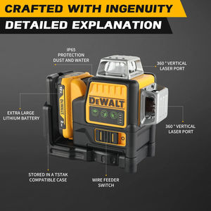 Лазерный нивелир DeWalt DW089LG 12В, литий-ионный, самовыравнивающийся, 360° °   Горизонтальные и вертикальные зеленые линии, покрытие с трех сторон - Product Image 6