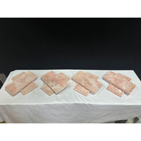 Plateau rectangulaire moderne en marbre rose crème pour bougies, bijoux, bagues, collations, présentation de table, décoration d'hôtel, de fête et de maison