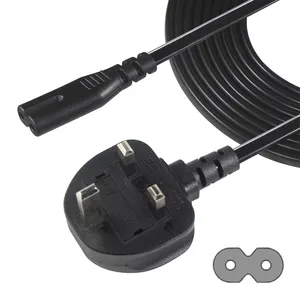 Moulded Main Male Flexible for hifi for instrument for notebook Short Two Socket with approval bsi fuse rohs Tv Power Cord
