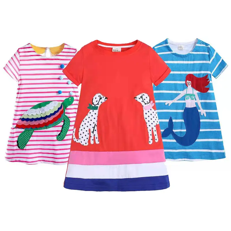 1 2 3 4 5 6 Jahre Säugling Baumwoll kleid Mädchen Kinder Kleidung Tier Niedlich Lässig Kleinkind Mädchen Kleider Stickerei Mädchen Baby Kleidung