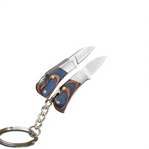 Couteau de poche pliant mini à lame droite en acier inoxydable avec manche en bois, idéal pour le camping et le bricolage, porte-clés, vente chaude, fabrication directe OEM - Product Image 3