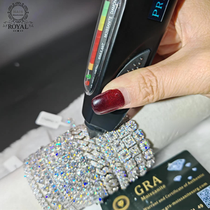 Set di Gioielli Certificati in <span class=keywords><strong>Argento</strong></span> 925, Collana Tennis con Moissanite Taglio Ghiaccio <span class=keywords><strong>D</strong></span> VVS, Bracciale Cuban Link Stile Hip-Hop - Product Image 5