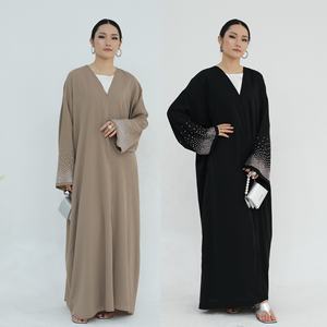 ชุดเดรสยาวสไตล์มุสลิมอาบายะห์แบบสุภาพเรียบร้อย2024มุสลิมแบบดั้งเดิมประดับพลอยเทียมอิสลามหรูหรา - Product Image 2