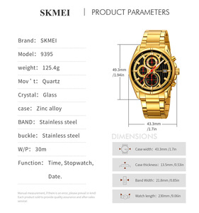 Montre à quartz pour homme SKMEI 9395 en acier inoxydable, 6 aiguilles, chronomètre, mode, luxe, affaires, vente en gros, usine - Product Image 6