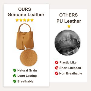 Sac à main seau en cuir de vachette tendance avec modes de port réglables et boutons magnétiques pour diverses occasions - Product Image 6
