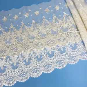 Customized African Bridal Lace Trim Embroidered Lace Trimming For Wedding