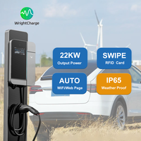 Nouveau chargeur EV fixe 22 kW 16 A certifié FCC CE ETL UKCA avec mise à jour OTA, prise IP65 Type 2, compatibilité mondiale
