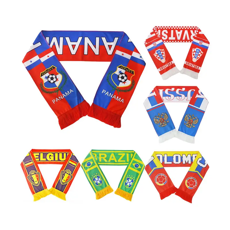 Custom Logo Hot Selling Zachte Comfortabele Voetbal Fan Sjaal Hoge Kwaliteit Voetbal Fanclub Sjaal