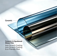 Película Adhesiva Ecológica Antiarañazos para Ventanas, Nano Cerámica Solar Negra, 2 Capas, PET, Protección UV, Rollo de Película para Tinte de Ventanas