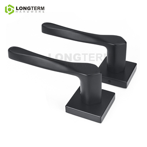 Manija de bloqueo de mortaja de roseta cuadrada de hardware a largo plazo, palanca de puerta de cobre negro dorado de lujo, juego de manija de puerta Interior de aleación de Zinc - Product Image 3