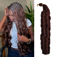 Offre Spéciale 150g 24 Pouces, Extension de Cheveux Tressés Synthétiques Frisés Type Pony Soyeux à Boucles Françaises, pour Tressage au Crochet