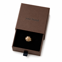 Boîte à bijoux de luxe personnalisée en matériaux recyclés écologiques, gaufrée, pailletée et bronzée, rigide, robuste, faite à la main, style tiroir pour bagues