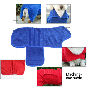 Albornoz para Perros de Microfibra Absorbente de Secado Rápido, Toalla para Mascotas Azul y Roja, Uso en las Cuatro Estaciones - Product Image 4