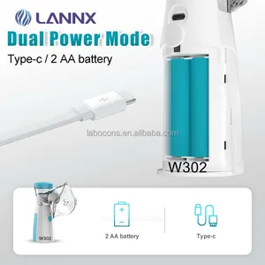 Nebulizador recargable duradero de calidad LANNX W302 con piezas, kit de máquina nebulizadora de malla ultrasónica para asma con medicamentos médicos para la tos