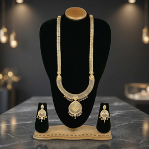 Parure de bijoux longue plaquée or 14K 18K 24K pour mariée, comprenant des colliers longs, bijoux de mode et bijoux traditionnels - Product Image 3