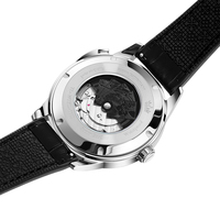 Montre de luxe quotidienne avec cadran en forme de roulette en cristal saphir, design ajouré, bracelet en caoutchouc et cuir