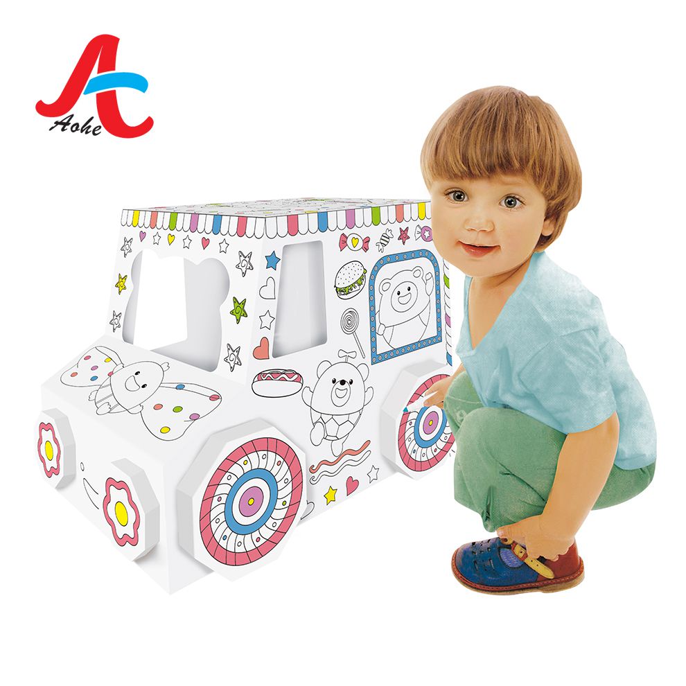 Детский самодельный обучающий рисунок, 3D Рисунок, автомобиль, картонная игрушка с ручкой