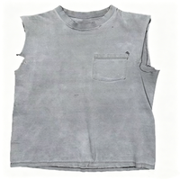 Débardeur Homme Gris Effet Usé Personnalisé Kornit DTG Sans Manches Vintage Lavé Coupe Muscle Avec Poche Logo Personnalisé Fabrication OEM