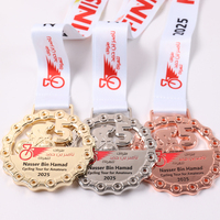 Ruban de médaille personnalisé OEM, cordon en polyester, impression couleur intégrale pour la course à pied, le cyclisme, les sports scolaires