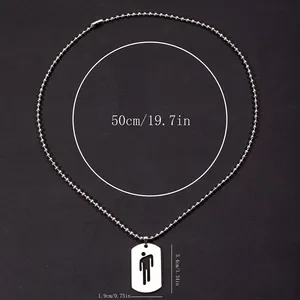 Migliore vendita cantante di moda Billie Blohsh Skew Head Tag in acciaio inox ciondolo collane per uomo donna gioielli Hip Hop all'ingrosso - Product Image 4