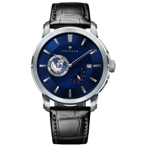 Reloj de Negocios PONIGER de 42 mm, Movimiento Automático Citizen, 21 Joyas, Segundero Pequeño Independiente, Esfera Giratoria Día/Noche de 24 Horas P5.23 - Product Image 1