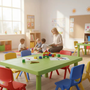 Kids Plastic Mini Square Table Traditional Style Custom Color Available Factory Direct Price Wholesale <b>Desk</b> for Home School - Product Image 6