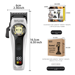 Tondeuse à <span class=keywords><strong>cheveux</strong></span> de luxe KEMEI Km-2374 avec lame DLC réglable, moteur Maglev 8800 tr/min, batterie 3000 mAh, station de charge USB, tondeuse de barbier, vente en gros CE - Product Image 2