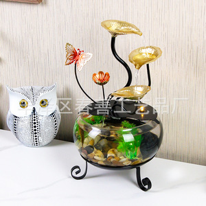 Ornement de bureau moderne avec fontaine à eau circulante en verre, décoration Feng Shui, accessoire de bureau - Product Image 3