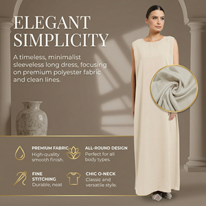 ชุดเดรสอบายะแบบไม่มีแขนสำหรับผู้หญิง ความยาวเต็มตัว หลายสี จากผู้จำหน่าย - Product Image 2