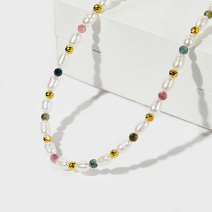 Gargantilla personalizable de lujo, collar de perlas de agua dulce de Plata de Ley 925, collares de perlas de alta calidad con piedras preciosas de colores - Product Image 3